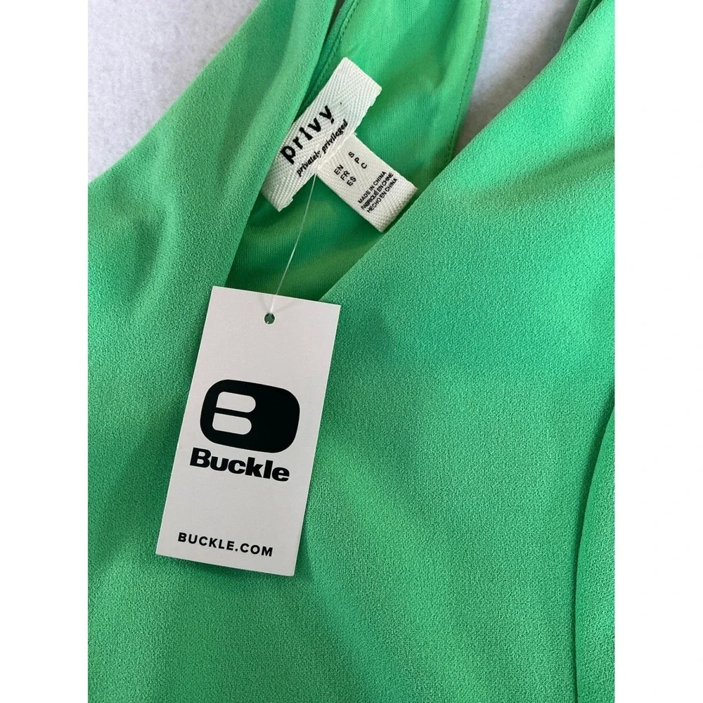 Privy One Shoulder Mini Dress Womens Small Summer Green Cutout Bodycon PD72338H